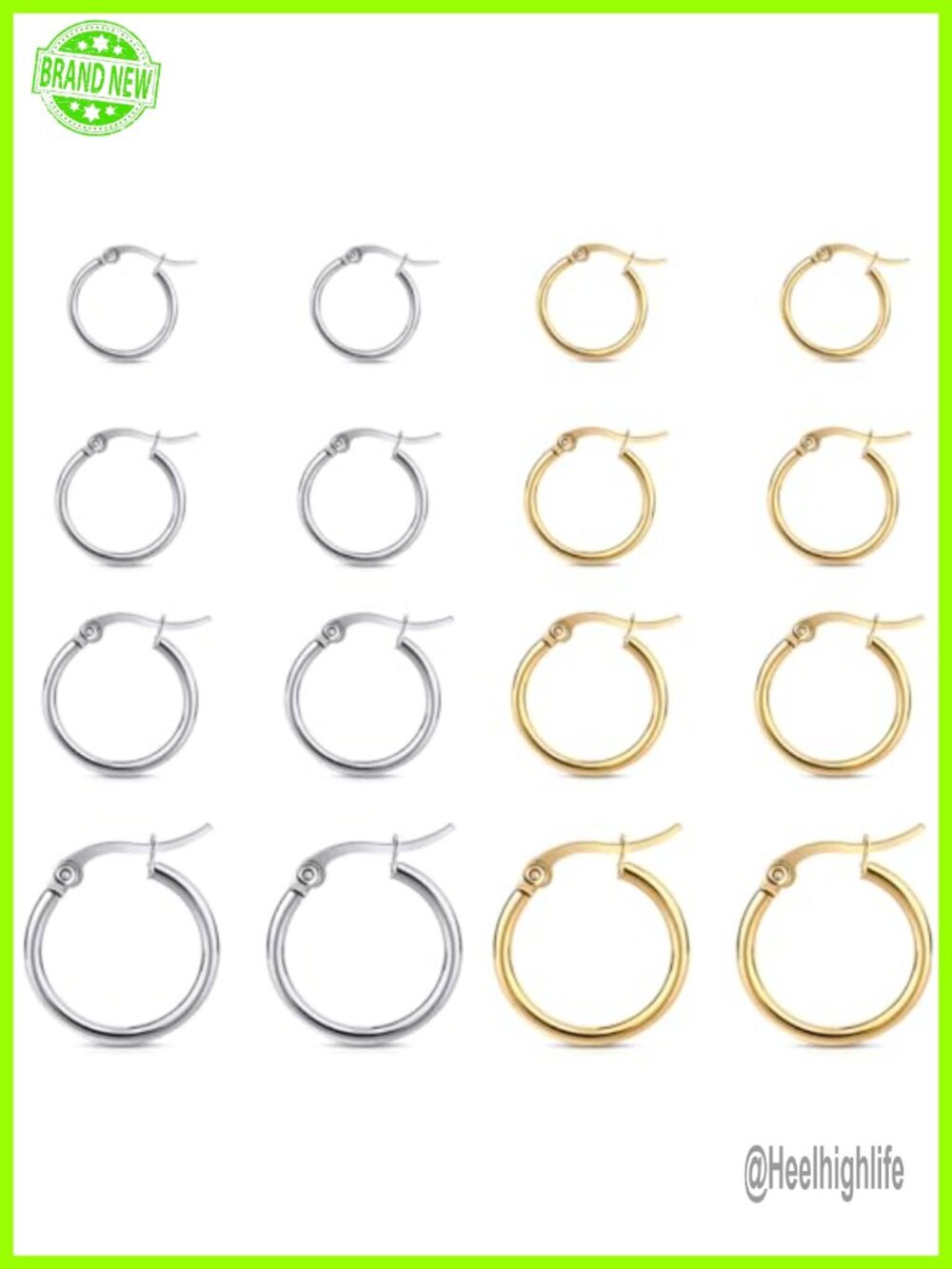 Surgical Steel Hoop Earrings Set Gold Plated Huggie